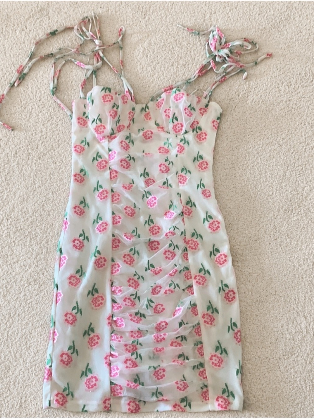 superdown Floral Ruched Corset Mini Dress Size M